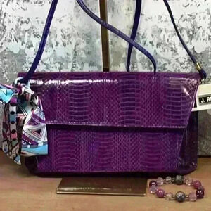 Purple Snake Skin Vintage Clutch / Crossbody Bag